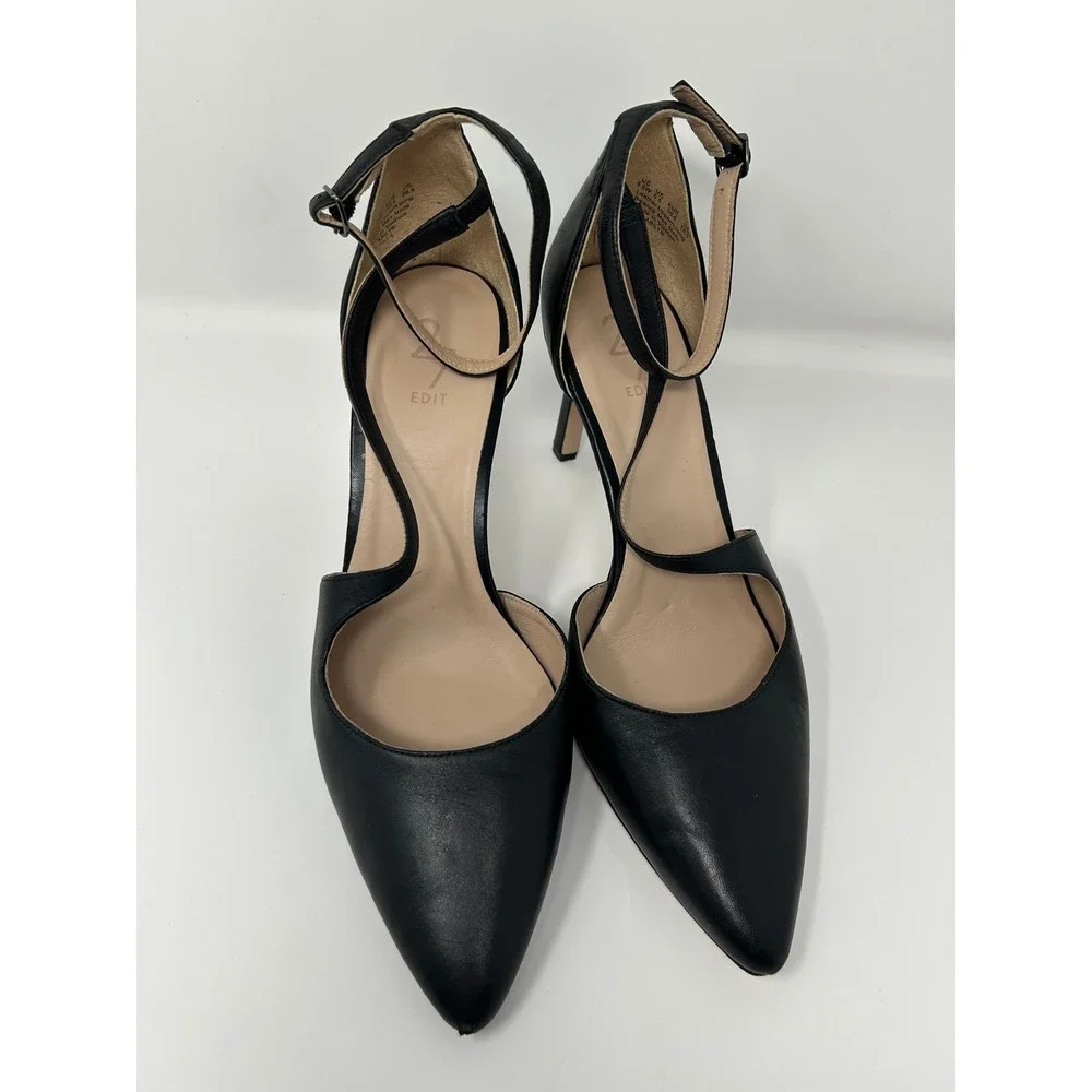 Naturalizer Womens Leather Pointed Toe Asymmetrical Ankle Strap Heels 9.5 Wide
